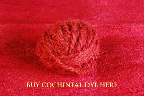 Cochineal-dyed handspun wool on cochineal dyed silk